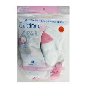  Gildan White with Pink Colored Heel and Toe Youth Sport Ankle Socks 