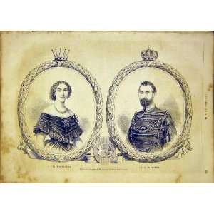  Portrait Sweden King Queen Hansen French Print 1865