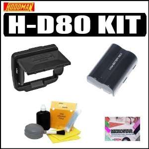 Hoodman H D80 LCD Hood & Cap + Battery Acessorry Outfit for Nikon D80