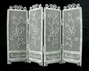 White Wire Folding Screen Divider Dollhouse Furniture  