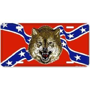  Csa Confederate States Rebel Wolf Flag Metal License Plate 