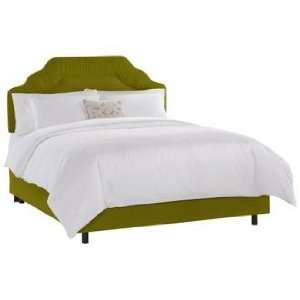  Shirred Headboard Apple Green Velvet Bed (Queen)