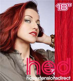 18 100% REMY HUMAN HAIR EXTENSIONS WEFT BRIGHT RED FOR CLIP IN , GLUE 