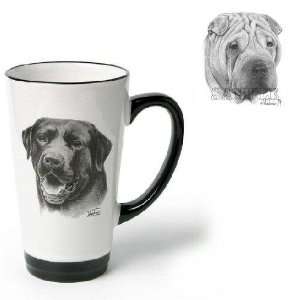  Porcelain Funnel Cup with Shar Pei (6 inch, Black and 