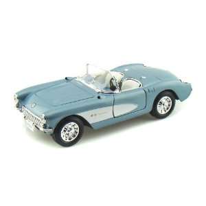   1957 Chevrolet Corvette Convertible 1/24 Blue w/ White: Toys & Games
