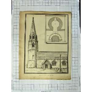  Plan Steeple Welford Church Architecture Old Print