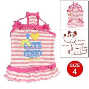   Dog Size 4 Pink White Stripe Pleated Trim Tank Top Dress: Pet Supplies