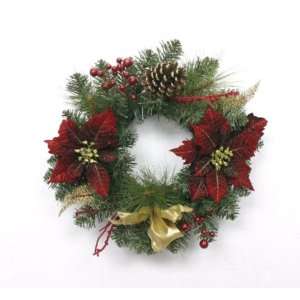 Country Living 18 Vintage Christmas Pinecone & Poinsettia Gold Ribbon 