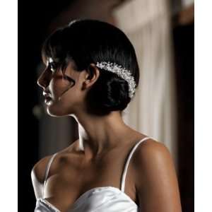  White Pearl & Crystal Flowers in Silver Hair Comb: Beauty