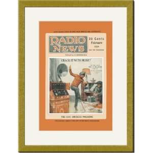 Gold Framed/Matted Print 17x23, Radio News Crack It with Music 