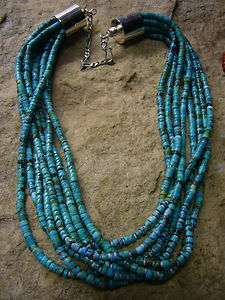   NATURAL TURQUOISE RONDELLE & HEISHE NECKLACE BY DOROTHY CORIZ  