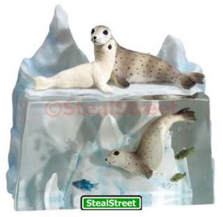 New Cute Seal Sea Lions On Ice Statue Figure Figurine  