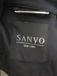 SANYO NEW YORK Black Cotton Lined Belt Trench Coat Sz L  