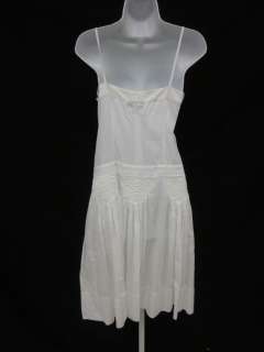 DKNY White Cotton Pleated Spaghetti Strap Dress Sz 6  