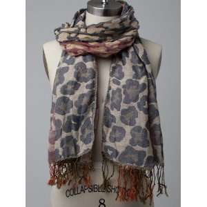   Leopard Animal Printed And Crinkle Scarf GRAY: Computers & Accessories