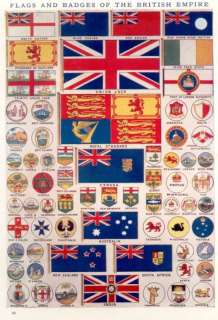 Encyclopedia Lithograph 1875  FLAGS OF COUNTRIES  