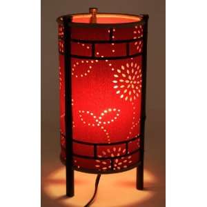 Contemporary Red with Translucent White Floral Pattern Shoji Lantern 