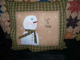   Snowman Prim Penny Rug Country Decor Primitive Winter Home Sign  