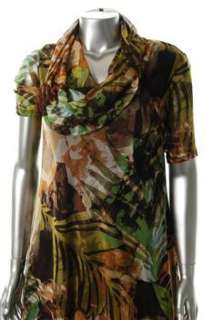 Karen Kane NEW Cowl Neck Plus Size Casual Dress Green Chiffon Sale 1X 
