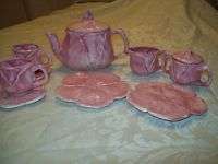 Cute Taras Rose miniature tea set ..pink rose figural/  
