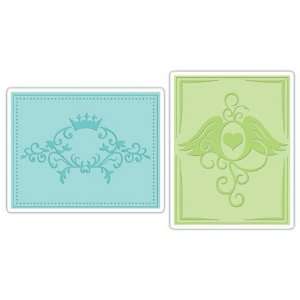   Embossing Folders Crown Flourish & Heart Wings Arts, Crafts & Sewing