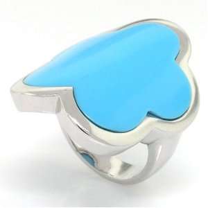  Striking Large Flower Cocktail Ring w/Turquoise Size 8 