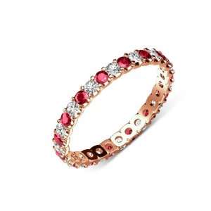   Color) & Natural Ruby (AA+ Clarity,Red Color) U Prong Eternity Band in