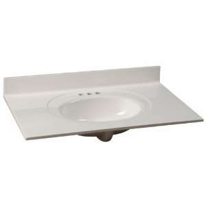   . Solid White Cultured Marble Recessed Oval Vanity T