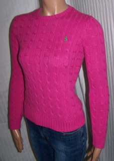 Ralph Lauren PINK CABLE KNIT CREWNECK SWEATER NWT M  
