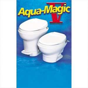 RV Aqua Magic Hand Flush Toilet Motorhome Bathroom Waste High Toilet 