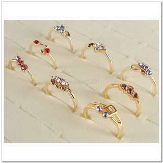   Lots of 15 PCS Gold Plated Rhinestone Crystal Rings R35  
