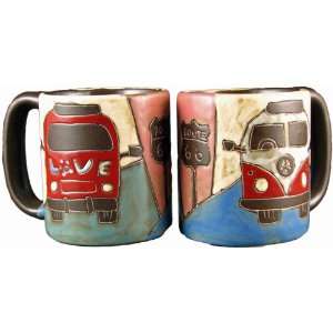 Love Bus Pottery Coffee Mug 16 oz:  Kitchen & Dining