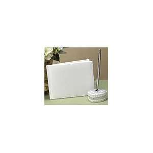  white satin guest book   blank