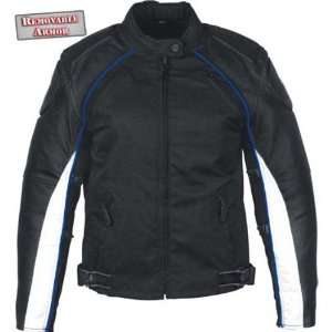  Ladies Armored Black and Blue Tri Tex Fabric With Leather Trim 