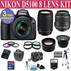  Nikon D5100 16.2 MP Digital SLR Camera with 8 Lens Deluxe 