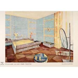  1932 Art Deco Bedroom Furniture Room Bed Mirror Print 