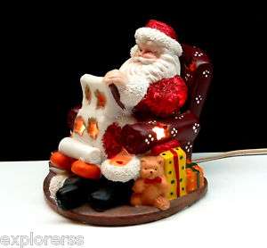 SANTA CLAUS HAND PAINTED CERAMIC TV TABLE LAMP WITH BULB INCLUDED 
