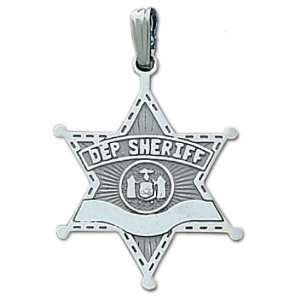   Sterling Silver Deputy Sheriff Police Officer Badge Pendant: Jewelry