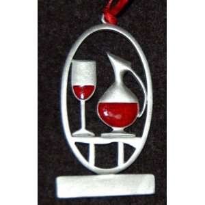  Wine Glass / Decanter   Pewter Christmas Ornament Sports 