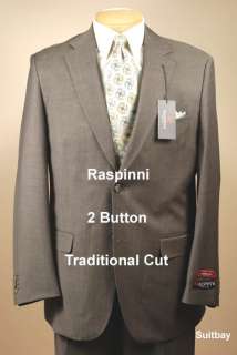 44R Mens Suit   2 Button RASPINNI 100% WOOL   D45  