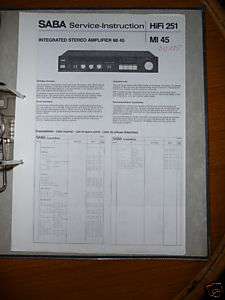 Service Manual für Saba MI 45 Amplifier ORIGINAL!!!  