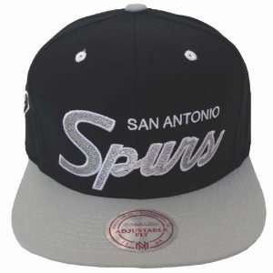 San Antonio Spurs Retro Mitchell & Ness Script Snapback Cap Hat 2 Tone 