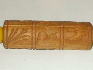 Vintage Wooden Springerle Cookie Carved Rolling Pin  
