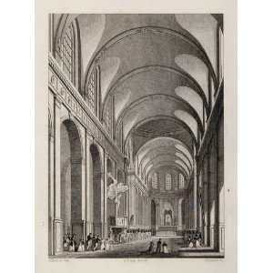  1831 Eglise Saint Roche Interior Church Paris Engraving 