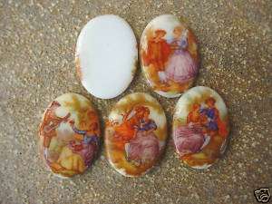 FRAGONARD Glass Limoges 25x18mm Cameo Cabochon Cabs  