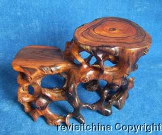 Unique Excellent Rosewood Wood Carving Double Stands  