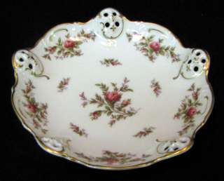 Vintage Rosenthal Moliere reticulated china candy dish pink flowers 