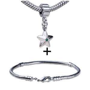   Star Pattern European Charm Bead Bracelet Metal Fits Pandora Charms