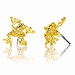    Emitations Haileys CZ Tree Frog Stud Earrings, Gold, 1 ea Jewelry