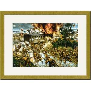  Gold Framed/Matted Print 17x23, Japanese Attack Russian 